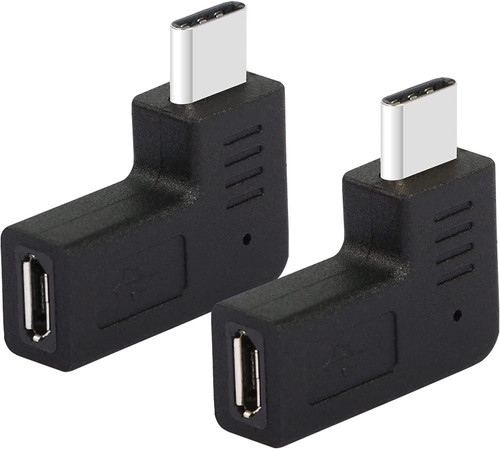 GELRHONR Right Angle USB C to Micro USB Adapter, 90 Degree Type C Male to Micro 5pin USB Female Charging and Data Transfer Connector Converter Adapter - 2 Pcs/Black