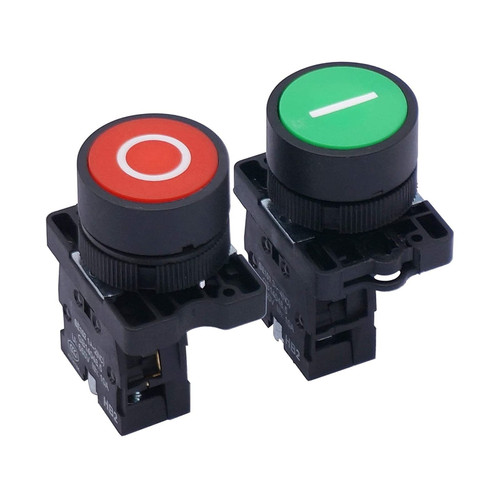 FEHAUK 22mm AC 660V 10A Momentary I/O Red Green Sign NO NC Push Button Switch