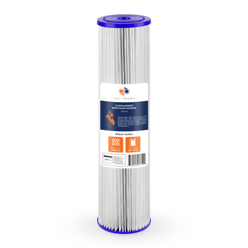 Aquaboon 1 Micron 20" x 4.5" Pleated Sediment Water Filter Replacement Cartridge | Whole House Sediment Filtration | Compatible with ECP5-BB, AP810-2, HDC3001, CP5-BB, SPC-45-1005, ECP1-20BB, 1-Pack