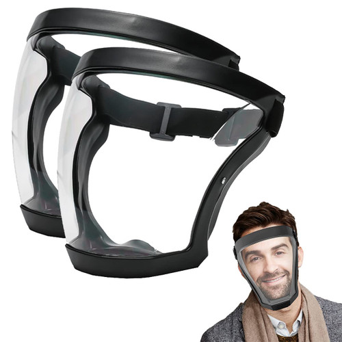 Full Face Shield, Plastic Face Shield Anti Fog Protective Full Face Shield High-Definition Protective Shields to Protect Eyes, Nose, Mouth, Anti-Sand and Anti-Splash Face Shield?2PCS/Black )