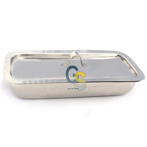 G.S Instrument Catheter Trays W/Strap Handle Cover, Stainless Steel, 8 7/8 X 5 X 2, 1/EA,