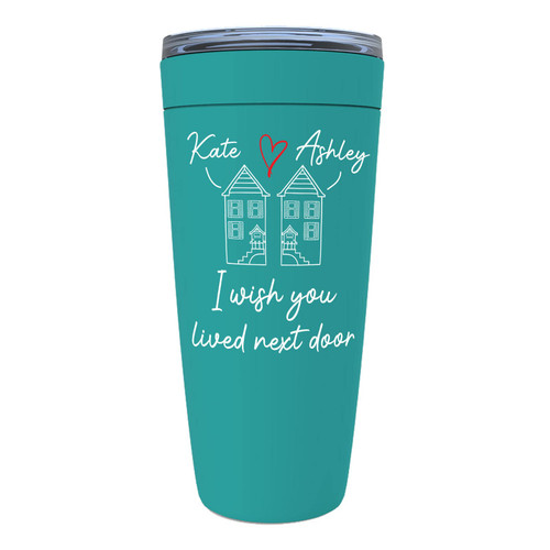 Personalized Friendship Tumbler 20 oz, I Wish You Lived Next Door, Customized Name With Meaningful Quote for Best Friend Bestie Bff, Mint