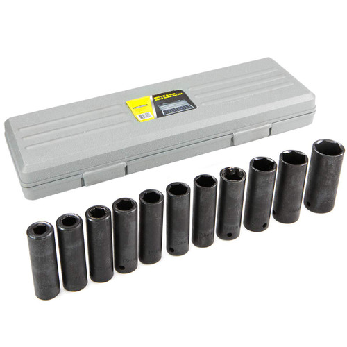 Stark 11-Pieces 1/2-Inch Drive Deep Impact Socket Set, 3/8-Inch to 1-Inch CR-V SAE, 6 Point, Deep Socket,1/2" DR. Socket Set