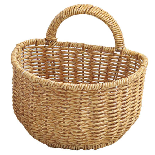 TEHAUX Woven Storage Basket Wall Mounted Planters Basket for Fruit Hand Decor Rattan Gathering Basket Wall Hanging Storage Basket Hanging Wall Basket Kitchen Storage Basket Hanging Basket