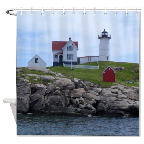 VinMea Shower Curtain,Nubble Lighthouse,Home Bathtub Polyester Fabric Shower Curtain for Bathroom Decor,Waterproof Washable,72x72''
