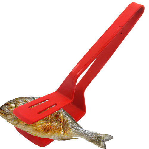 Silicone Cooking Tongs, Premium Stainless Steel Silicone Barbecue Clamp, Multipurpose BBQ Clamp Spatula for Gripper Bread Clip, Fried Steak Clamp, Flipping Fish, Toast Salad Tongs, Red?11 Inch?