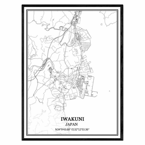 TANOKCRS Iwakuni Japan Map Wall Art Canvas Print Poster Artwork Unframed Modern Black and White Map Souvenir Gift Home Decor TANOKCRS Iwakuni Japan Map Wall Art Canvas Print Poster Artwork Unframed Modern Black and White Map Souvenir Gift Home Decor