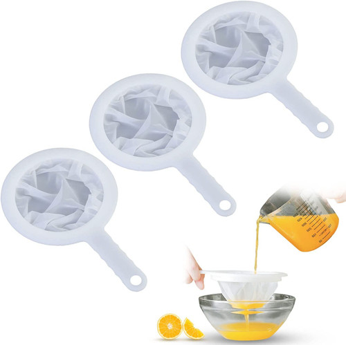 Kitchen Ultra Fine Mesh Strainer - 3 Pcs 100/200/400 Nylon Mesh Colander with Handle for Filter Yogurt Juice Tea Soy Milk, Coffee, Milk, Yogurt, Kitchen Food Mesh Strainers Kitchen Ultra Fine Mesh Strainer - 3 Pcs 100/200/400 Nylon Mesh Colander with Handle for Filter Yogurt Juice Tea Soy Milk, Coffee, Milk, Yogurt, Kitchen Food Mesh Strainers