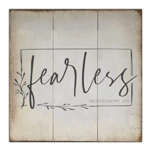 Aihesui Wood Sign with Quotes Fearless Wooden Signs Personalized Rustic Wall Sign Plaque Home Bedroom Wall Decor Art Gift 12 in