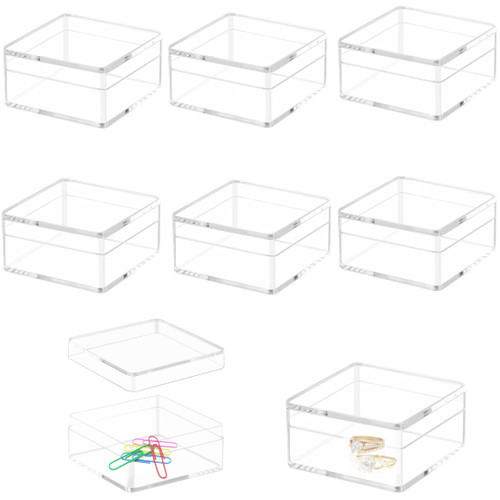 KissYou Acrylic Box With Lid 8 Pieces Clear Plastic Square Cube Jewelry Box Mini Storage Box Small Square Cube Containers Wedding Candy Boxes 100x100x60mm