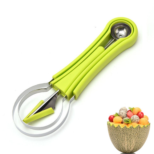 Ucheom Melon Baller Scoop Set, 4 In 1 Stainless Steel Fruit Carving Tools Set, Fruit Scooper Seed Remover Watermelon Knife, Dig Pulp Separator Fruit Slicer