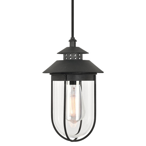 Kira Home Pike 12" Industrial Farmhouse Mini Metal Cage Hanging Ceiling Lantern Pendant Light + Clear Glass Shade, Adjustable Wire, Textured Black Finish Kira Home Pike 12" Industrial Farmhouse Mini Metal Cage Hanging Ceiling Lantern Pendant Light + Clear Glass Shade, Adjustable Wire, Textured Black Finish