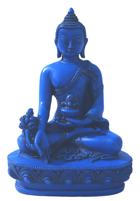 Medicine Buddha Lapis for Healing and Meditation by Himalayand Artisan in Nepal, 6" Tall