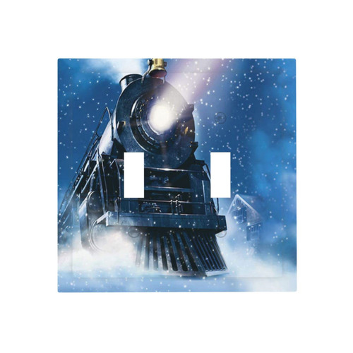 Wall Plate Winter Christmas Snow Night Railway Train 2-Gang Light Switch Plate Duplex Toggle Switch Covers For Bedroom Kitchen Home Decor