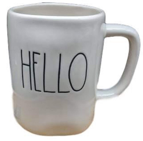Rae Dunn White Ceramic Mugs Coffee Cup (Hello)
