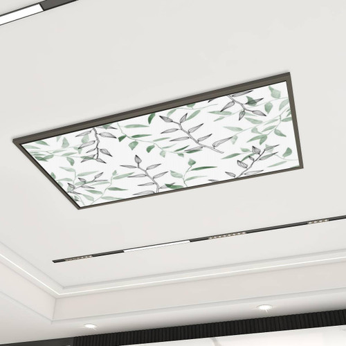 AFWADFWA Decorative Fluorescent Light Covers for Ceiling Lights Seamless Exotic Leaves Watercolor Line Drawing Drawn Style Herbal Light Covers for Ceiling Lights Classroom Office Home Decor 4 x 2 ft