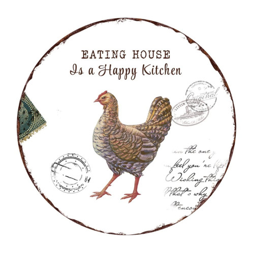 Eating House is A Happy Kitchen Mural Decals Cute Farm Garden Rooster Wall Sticker Vinyl Wall Art Murals Quotes for Outdoors Kids Room Home Decorations