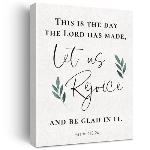 Christian Canvas Wall Art Motivational This is the Day the Lord Has Made Psalm 118:24 Canvas Print Positive Scripture Bible Verse Painting Home Wall Decor Framed Gift 12x15 Inch