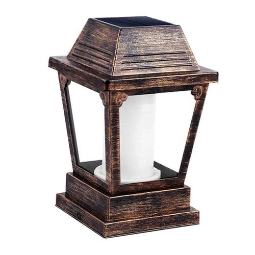 Uonlytech Solar Post Lamp Solar Lights for Fence Post Lamps Outdoor Lampara Solar para Exterior Solar Tiki Torches with Flickering Flame Fence Post Lights Lanterns Solar Pillar Light Antique