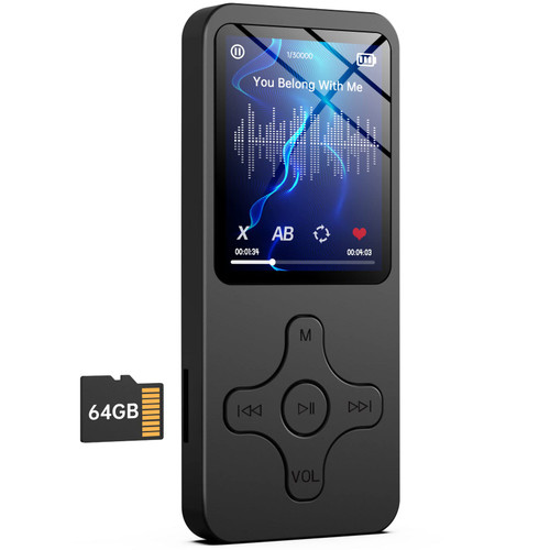 64GB MP3 Player with Bluetooth 5.0, Physical Buttons, Portable HiFi Lossless Sound, Music mp3 mp4 Player for Kids with Speaker FM Radio Recording Photo Video e-Book 64GB MP3 Player with Bluetooth 5.0, Physical Buttons, Portable HiFi Lossless Sound, Music mp3 mp4 Player for Kids with Speaker FM Radio Recording Photo Video e-Book
