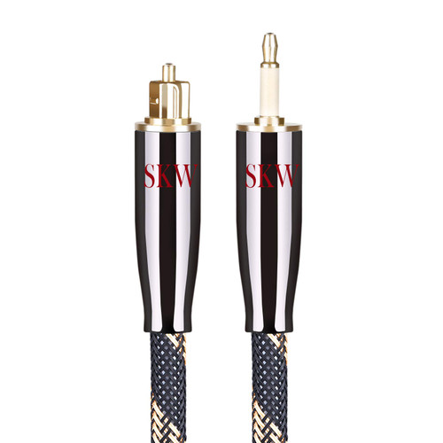 SKW Mini Toslink to Toslink Male to Male Optical Digital Audio Cable High-Reinforced Transparent Polymer Core Nylon Braided 6.5ft (2M)