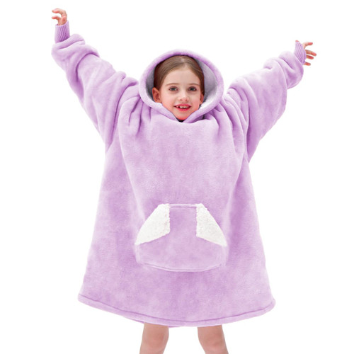 Touchat Wearable Blanket Hoodie, Oversized Sherpa Blanket Sweatshirt with Hood Pocket and Sleeves, Super Soft Warm Plush Hooded Blanket for Kids, One Size Fits All (Purple) Touchat Wearable Blanket Hoodie, Oversized Sherpa Blanket Sweatshirt with Hood Pocket and Sleeves, Super Soft Warm Plush Hooded Blanket for Kids, One Size Fits All (Purple)