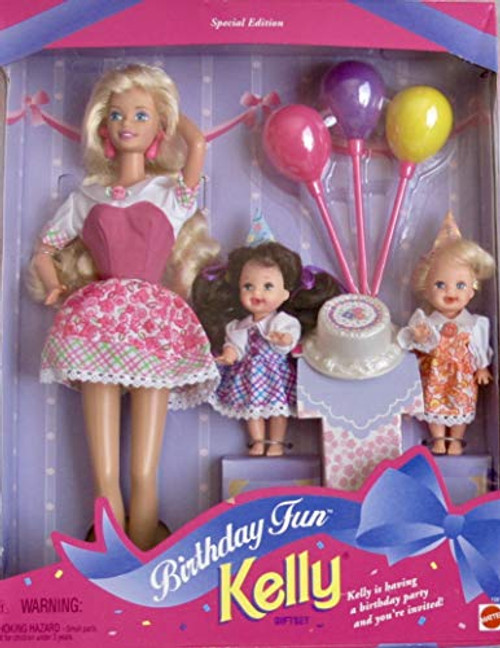 Barbie Birthday Fun KELLY Giftset Special Edition w Barbie, Kelly & Chelsea Dolls & Accessories (1996) Barbie Birthday Fun KELLY Giftset Special Edition w Barbie, Kelly & Chelsea Dolls & Accessories (1996)