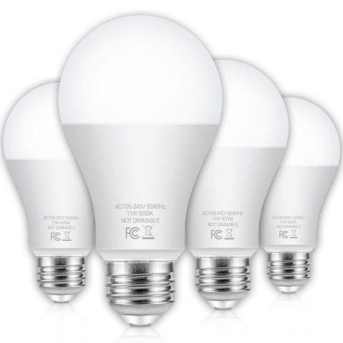 LED Light Bulbs 100 Watt Equivalent A19 Daylight White 5000K, 4-Pack No Flicker Standard E26 Edison Medium Screw Base Bulbs, 1100Lumens, Non Dimmable Energy Efficient Light Bulbs For Bedroom Bathroom