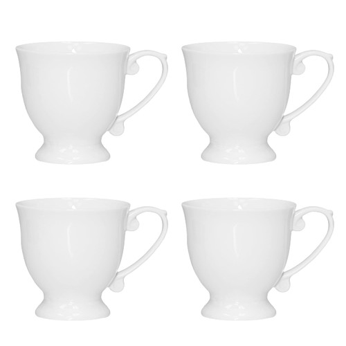 QOUTIQUE Bone China Coffee Mugs - 20 Ounce - Set of 4, Cups for Latte, Hot Tea, Cappuccino, Mocha, Cocoa, Mug Set, Large Coffee Mug, White