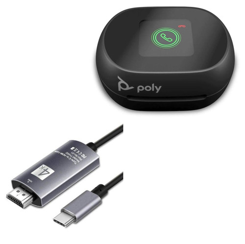 BoxWave Cable Compatible with Poly Voyager Free 60 - SmartDisplay Cable - USB Type-C to HDMI (6 ft), USB C/HDMI Cable for Poly Voyager Free 60 - Jet Black