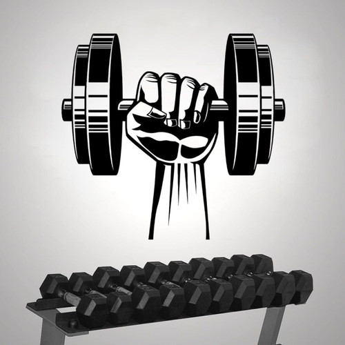 BOEERLCNL Vinyl Dumbbell Wall Sticker Gym Sticker Home and Gym Decoration Removable Wall Painting, Black, 86x80cm