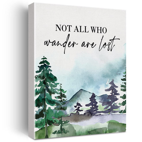 Positive Wall Art not all Who Wander are Lost Canvas Print Inspirational Quote Poster Framed Artwork Literary Painting for Home Wall & Tabletop Decor