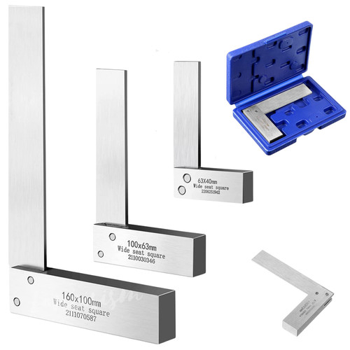 Lancisism Machinist Square Set 2, 4, 6 Inch, Precision Engineer Wide Seat Square Mechanical Engineer Steel Angle Ruler High Precision 90 Degree Wide Base Square Tool L-Type Testing Measuring Tool