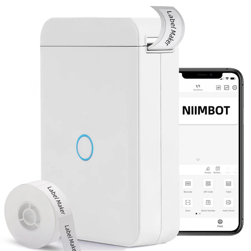 FOUAVRTEL Label Maker Machine with Tape D110 Portable Wireless Bluetooth Label Printer Direct Thermal Printer Rechargeable Labeler Handheld with Multiple Templates Inkless Office Home