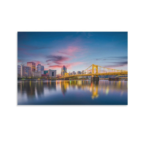 AAHARYA Landscape Poster City View of Dawn's Pittsburgh Wall Art Deco Canvas Print Poster Canvas Painting Wall Art Poster for Bedroom Living Room Decor 12x18inch(30x45cm) Unframe-style