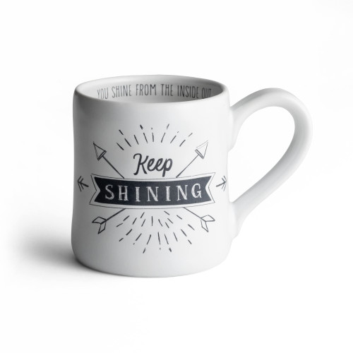 Day Spring Cards Keep Shining-12 oz. Hand-Thrown Scripture Inspirational Ceramic Coffee Mug, 12 ounces, White
