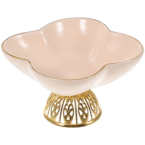 PAREKS Ceramic Footed Bowl Decorative Fruit Holder Dessert Display Stand Flower Shaped Pedestals Bowl Appetizer Serving Plate Snack Dish Candy Bowl Server