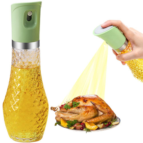 ZEREOOY Oil Sprayer for Cooking Olive Oil Sprayer Mister for Air Fryer Oil Spray Spritzer Glass Bottle Kitchen Gadgets for BBQ,Salad,Baking,Grill 260ml (Green)