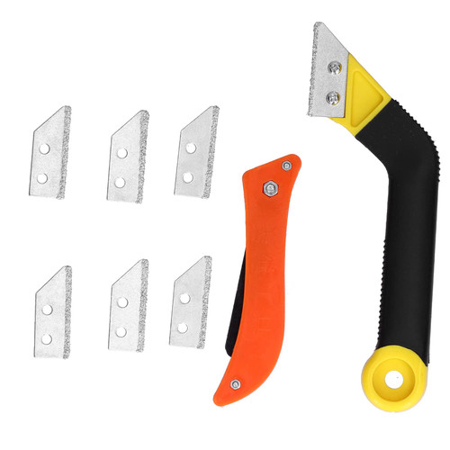 Jointing Knife, Tile Grout Saw, Angled Grout Saw with 6 Pieces Extra Blades Replacement for Tile Cleaning, Grout Cleaner
