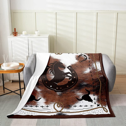 Kids Cow Fur Flannel Fleece Throw Blanket Horse Pattern Fuzzy Blanket for Sofa Couch BedWest Horseshoe All Season Bed Blanket Rodeo Cowboy Style Brown Plush Blanket 40"x50" Kids Cow Fur Flannel Fleece Throw Blanket Horse Pattern Fuzzy Blanket for Sofa Couch BedWest Horseshoe All Season Bed Blanket Rodeo Cowboy Style Brown Plush Blanket 40"x50"