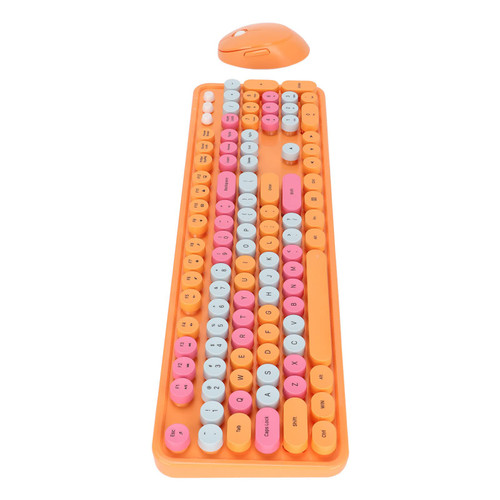 Milk Tea Keyboard Be Wireless Keyboard Mouse 104 Keys Ergonomic Cute Desktop Game Keyboard Mouse Kit for Girls for Home Office Work Gamingmilk Tea Mixed Color (Sweet Vibrant Orange Mixed Color)