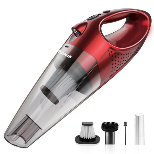 Powools Car Vacuum Cordless Rechargeable - Handheld Vacuum Cleaner by VacLife High Power with Fast Cahrge Tech, Portable Vacuum with Large-Capacity Battery, Handheld Vac, Streamer Red (PL8189)