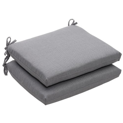 Pillow Perfect Indoor/Outdoor Textured Solid Square Seat Cushion 18.5 in. L X 16 in. W X 3 in. D Gray