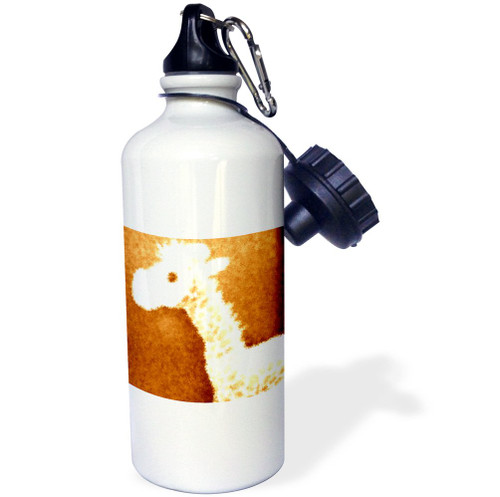 3dRose "Bronze Giraffe Art-Animals-Nature" Sports Water Bottle, 21 oz, White