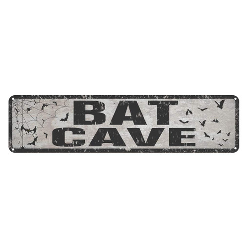 Jacevoo Bat Cave Metal Street Sign Vintage Rustic Decor Coffee Shop Bar Bedroom Home Wall Decoration Bat Cave Sign 4x16 Inch Man Cave Sign