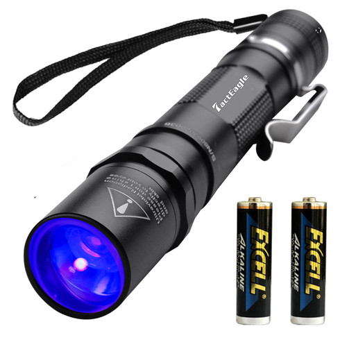 TactEagle UV Flashlight 365nm UV Light Blacklight UVAT2 Powered by 2