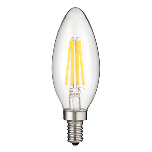 Sunlite CTC/LED/AQ/6W/E12/D/CL/27K 6W LED Vintage Antique Style Chandelier Torpedo Light Bulb with Candelabra E12 Base, Warm White