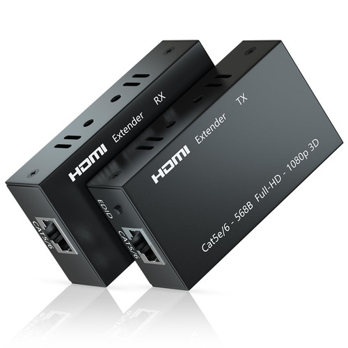 HDMI Extender, 1080P HDMI Transmitter and Receiver Up to 60 Meters(196ft), HDMI Ethernet Sender Repeater Over Singal RJ45 Cat5e/Cat6/Cat7 Ethernet LAN Cable, HDMI to RJ45 and RJ45 to HDMI Transmitter