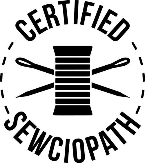 Certified Sewciopath Funny Sewing Needle and Thread Hobby Wall Decals for Walls Peel and Stick Wall Art murals Black Small 8 Inch