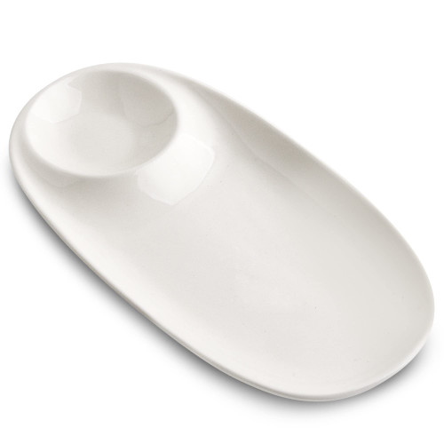 XINLTC 13 inch Ceramic Chip & Dip Platter, Oval Chip and Dip Serving Dish, Divided Serving Platter Perfect for Appetizer, Dessert, Guacamole, Hummus, Veggies, Candy and Snacks